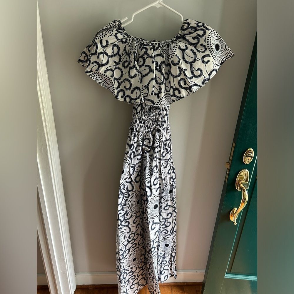 Kenyan Blue & White Maxi Dress NWOT